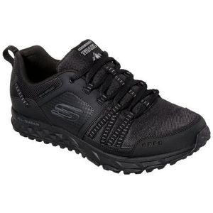 Skechers Escape Plan Sneaker voor heren, zwart, zwart leer, mesh-afwerking, Bbk, 45.5 EU