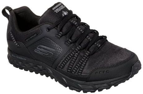 Skechers Escape Plan Sneakers voor heren, Zwart Lederen Mesh Trim, 39 EU