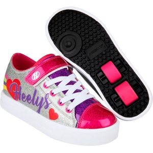 Heelys - X2 Snazzy - Zilveren Schoen - Regenboog Hart - Dubbele Wielconfiguratie