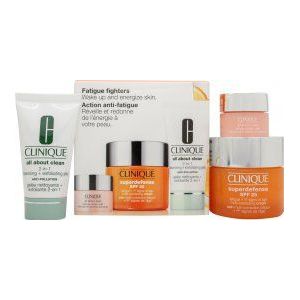 Clinique Fatigue Fighters Geschensket 50ml Superdefense Multi-Correcting Crème SPF25 + 28ml All About Clean 2-in-1 Reinigingsjelly + 5ml All About Eyes