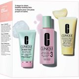 Clinique 3-fasen-systeemverzorging 3-fase-systeemverzorgingAlles over Clean 3 Step Skin 3 Minikits Liquid Facial Soap 30 ml + Clarifying Lotion 3 60 ml + Moisturizing Gel 30 ml 1 Stk. (€ 19,29 / 1 stuks)