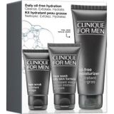 Clinique For Men - Oil-Free Lotion 100ml + Face Wash Oily Skin Formula 50ml + Face Scrub 30ml