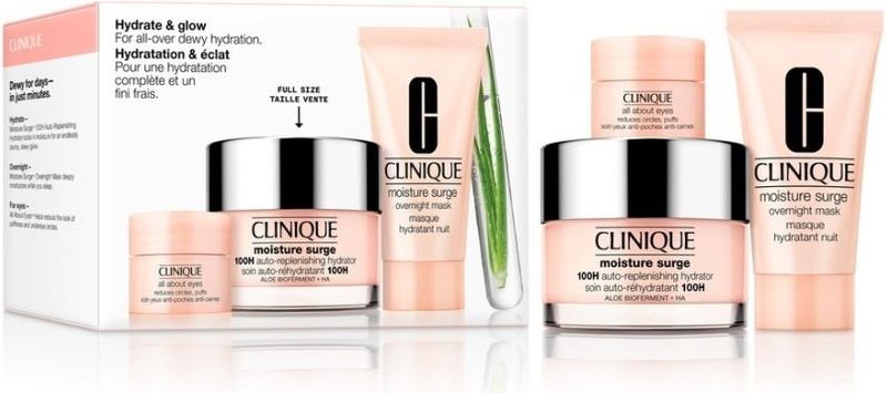 Clinique Moisture Surge Hydratatie & Glow Set - 50 ml Hydratatie Gel-Creme - 30 ml Nachtmasker - 5 ml Ogen