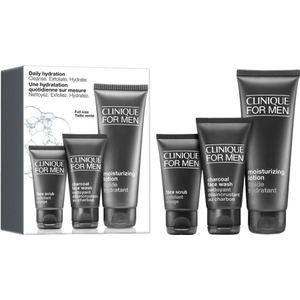 Clinique - For Men - Hydratatie Set - Moisturizing Lotion 100ml + Charcoal Face Wash 50ml + Face Scrub 30ml