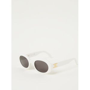 Celine Ovale zonnebril met ivoorkleurig acetaat montuur en grijze organische lenzen , White , unisex , Maat: 52 MM