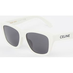 Celine Geometrische zonnebril met wit montuur en grijze lenzen , White , unisex , Maat: 55 MM