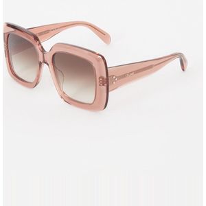 Celine Rechthoekige zonnebril in transparant roze karamel , Pink , Dames , Maat: 54 MM