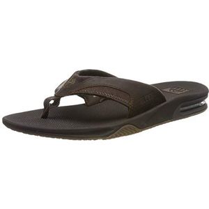 Reef Heren Leather Fanning Flipflop, donkerbruin, 36 EU