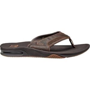Reef - Leather Fanning - Heren Slippers - Dark Brown - Synthetisch - Rubber