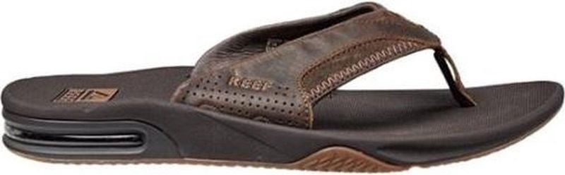 Reef - Leather Fanning - Heren Slippers - Dark Brown - Synthetisch - Rubber