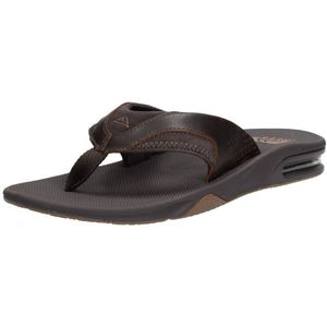 Reef Leather Fanning Heren Slippers - Dark Brown - Maat 46