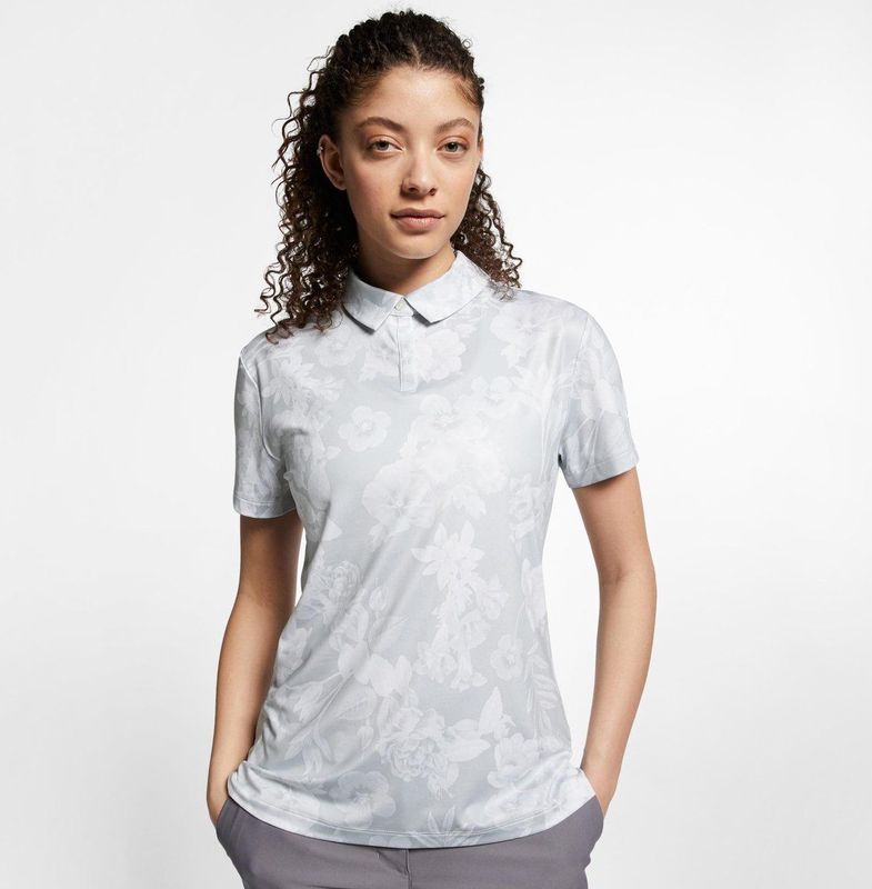 Nike Dri-Fit Aop Sport Polo Dames - Pure Platinum White