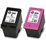 HP 304 (3JB05AE) Originele multipack printercartridges 1x zwart, 1x kleur voor HP DeskJet 26xx, 37xx, ENVY 50xx, 2 stuks (verpakking van 1), 120 pagina's (zwart)