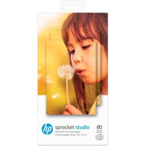 HP Sprocket Studio Fotopapier en Patronen (80 Vellen) 10x15 cm Papier en 2 Inktpatronen