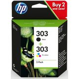 HP 303 2-pack (Opruiming 2 x 1-pack los outlet) zwart en kleur (3YM92AE) - Inktcartridge - Origineel