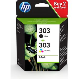 HP 303 2-pack Black/Tri-color Original Ink Cartridges inktcartridge 2 stuk(s) Origineel Normaal rendement Zwart, Cyaan, Magenta, Geel