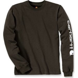 Carhartt T-Shirt - Lange Mouw - Sleeve Logo - Antraciet Peat (valt als M)