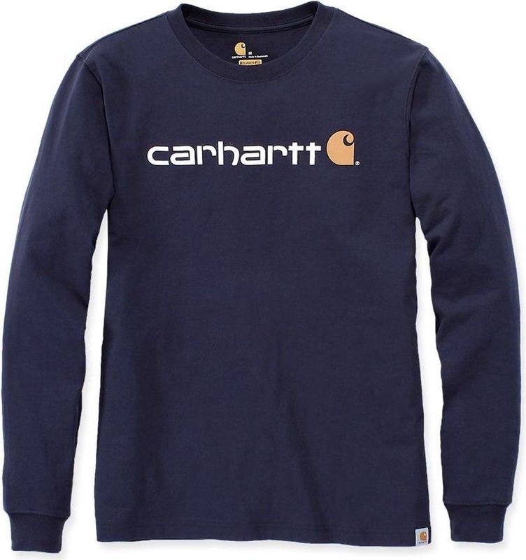 Carhartt 104107 Core Logo Longsleeve T-Shirt - Relaxed Fit - Navy