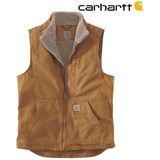 Carhartt Washed Duck Sherpa-Lined Bruin Mock-Neck Vest Heren