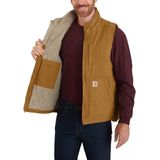 Carhartt Washed Duck Sherpa-Lined Bruin Mock-Neck Vest Heren