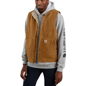 Carhartt Washed Duck Sherpa-Lined Bruin Mock-Neck Vest Heren