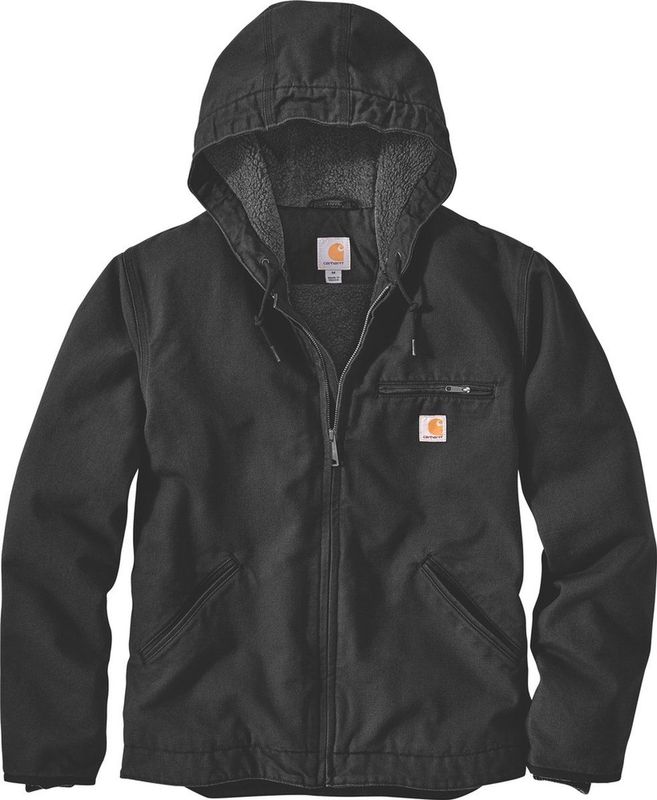 Jas Carhartt Men Washed Duck Sherpa Lined Jacket Black-M