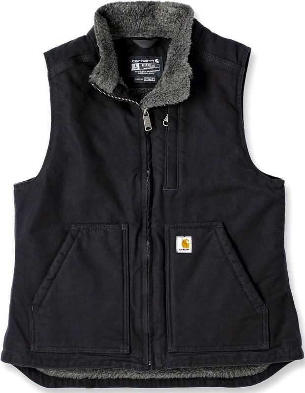 Carhartt 104224.DKB.S006 Sherpa gevoerd Mock Neck Heren Vest, Donkerbruin, Maat L