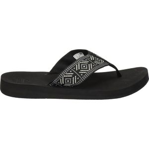 Reef Spring Woven Black White Dames Slippers - Zwart Wit