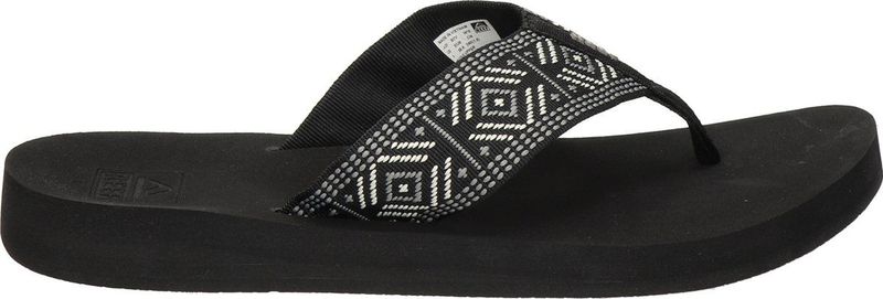 Reef Spring Woven Black White Dames Slippers - Zwart Wit