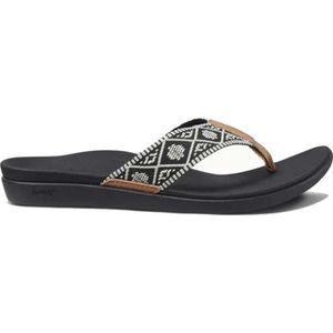 Reef Ortho Woven Dames Slippers - Black White