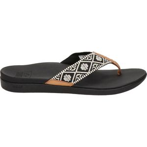 Reef Ortho Wovenblack White Dames Slippers - Zwart Wit