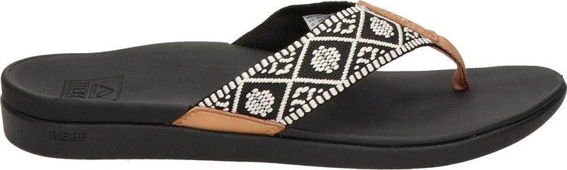 Reef Ortho Wovenblack White Dames Slippers - Zwart Wit