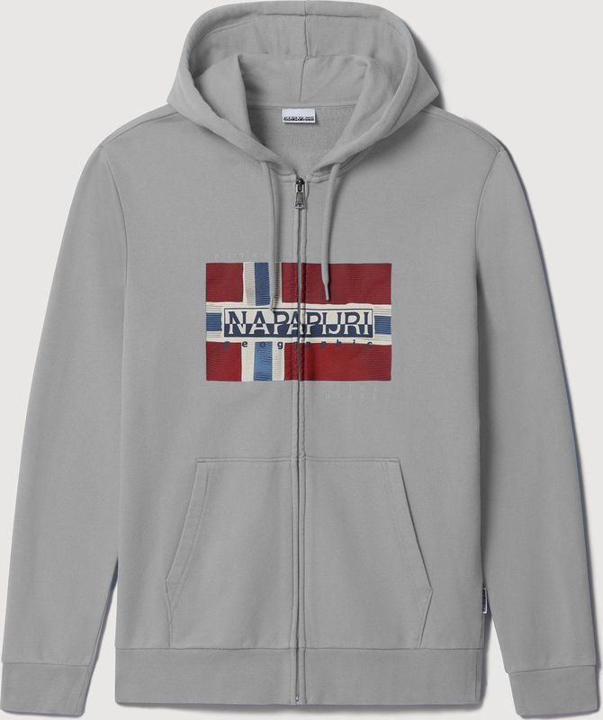 Napapijri - Sweatshirt - Grijs - Zip-through - Heren - 100% Katoen
