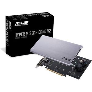 ASUS - Hyper M.2 X16 PCIe 3.0 X4 - Uitbreidingskaart - Ondersteunt 4 NVMe M.2 tot 128 Gbps