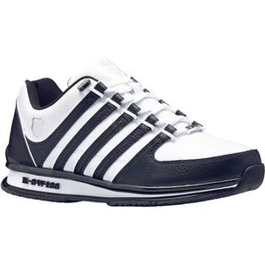 K-Swiss Rinzler - Heren Leer Sneakers Sportschoenen Schoenen Wit-Zwart 01235-944-M - Maat EU 42.5 UK 8.5