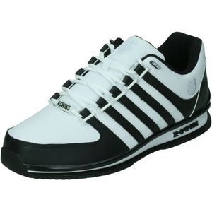 K-Swiss Rinzler - Heren Leer Sneakers Sportschoenen Schoenen Wit-Zwart 01235-944-M - Maat EU 41.5 UK 7.5
