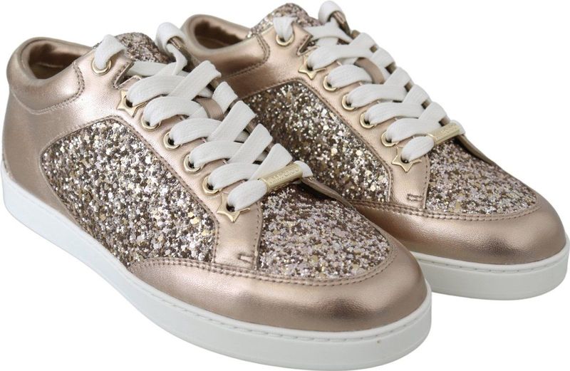 Jimmy Choo - Miami ogml - Leren Sneakers - Goud en Ballet Pink