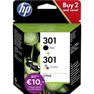 HP 301 - Inktcartridge / Zwart / Kleur / 2-Pack