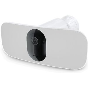 Arlo Floodlight 2K, bewakingscamera voor buiten met draadloze wifi-projector, batterijduur van 6 maanden, licht 2000-3000 lumen, nachtzicht in kleur, bewegingsmelder, wit