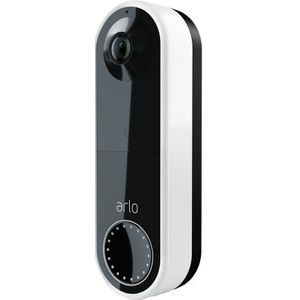 Arlo Essential draadloze video deurbel met camera, directe mobiele oproep, 1080p HD, 180˚ nachtzicht, sirene, bewegingsdetectie, 2-weg-audio, incl. proefp. Arlo Secure, 1 deurbel, wit