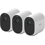 Arlo Essential draadloze WiFi-beveiligingscamera voor buiten, 1080p HD, 130˚ kleurennachtzicht, sirene & spotlight, bewegingsdetectie, 2-weg-audio, 6 mnd batterij, incl. proefp. Arlo Secure, 3 IP-Camera's, wit