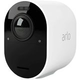 Arlo Ultra 2 draadloze WiFi-beveiligingscamera voor buiten, 4K UHD, 180˚ kleurennachtzicht, sirene & spotlight, bewegingsdetectie, 2-weg-audio, 6 mnd batterij, lokale opslag (SD-kaart), incl. proefp. Arlo Secure, 3 IP-Camera's + Smart Hub, wit