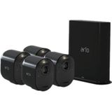 Arlo Ultra 2 Spotlight Pack 4 wifi-station bewakingscamera's, draadloos, 4K HDR-video, nachtzicht, tweerichtingsaudio, 6 maanden batterij, 180° gezichtsveld, 90 dagen inbegrepen Arlo Secure