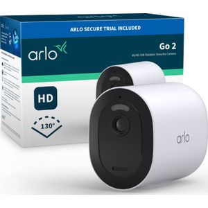 Arlo Go 2 3G/4G LTE draadloze beveiligingscamera, SIM-kaart (lokale opslag) of WiFi IP Cam, 1080p HD, 130˚ kleurennachtzicht, sirene&spotlight, bewegingsdetectie, incl. proefp. Arlo Secure, 1cam, wit