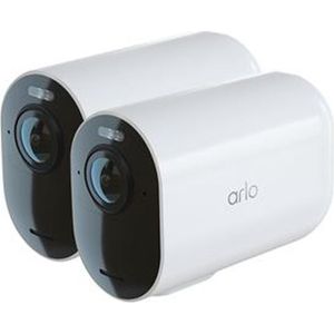 Arlo Ultra 2 XL draadloze WiFi-beveiligingscamera voor buiten, 4K UHD, 180˚ kleurennachtzicht, sirene, bewegingsdetectie, 12 mnd batterij, Smart Hub inbegrepen, incl. proefp. Arlo Secure, 2 cam, wit