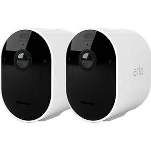 Arlo Pro 5 2K, draadloze wifi-bewakingscamera voor buiten, looptijd van 8 maanden, geavanceerd kleurennachtzicht, verlichting, sirene en dual-band wifi, ARLO Secure test, 2 camera's wit