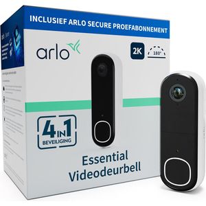 Arlo 2K draadloze video deurbel met camera, 1 deurbel, wit