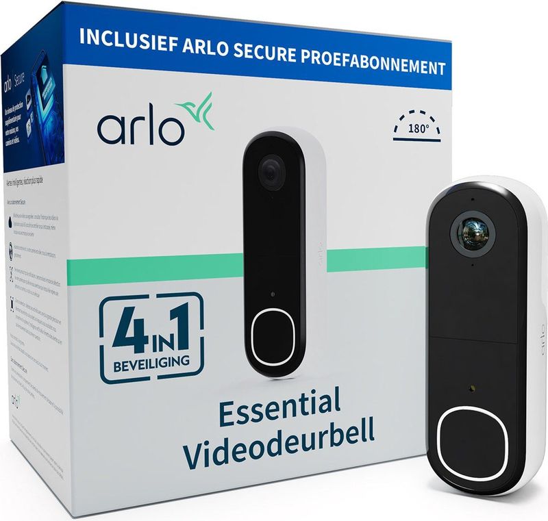 Arlo HD draadloze video deurbel met camera, 1 deurbel, wit