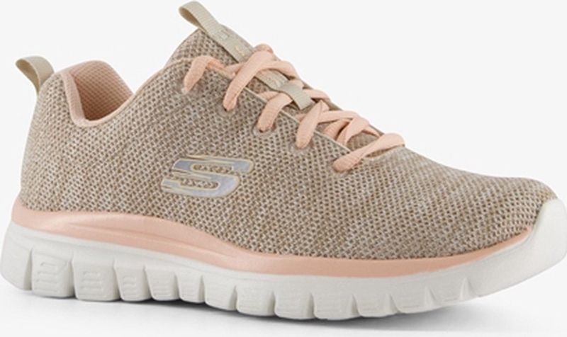 Skechers - Graceful Twisted Fortune - Sneakers - Beige - Mesh/Textiel/Rubber