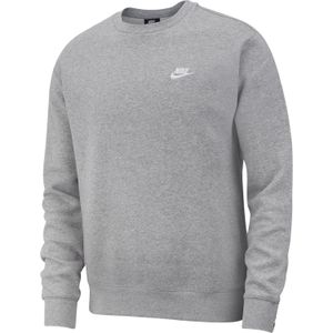 Nike - Sportswear Club Fleece Crew Sweater - Grijs Wit - Katoen Polyester